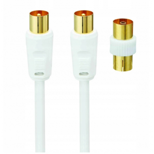 Kabel Antenowy z adapterem, pozłacane wtyki 2m